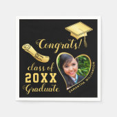 Klasse van 2025 Afstudeerder Foto Zwart en Goud Af Servet (Voorkant)