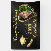 Klasse van 2025 Afstudeerder Foto Zwart en Goud Af Spandoek (Verticaal)