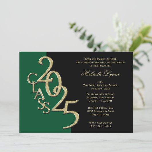 Klasse van 2025 Afstudeerder Goud met Kleuroptie Kaart (Staand voorkant)