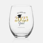 Klasse van 2025 Afstudeerder Moderne Typografie Wijnglas Zonder Voet (Voorkant)