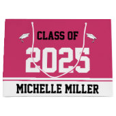 Klasse van 2025 Afstudeerder naam Magenta White Af Groot Cadeauzakje (Voorkant)