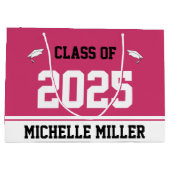 Klasse van 2025 Afstudeerder naam Magenta White Af Groot Cadeauzakje (Achterkant)