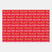 Klasse van 2025 Afstudeerder naam rood zwart wit g Inpakpapier Vel (Voorkant)