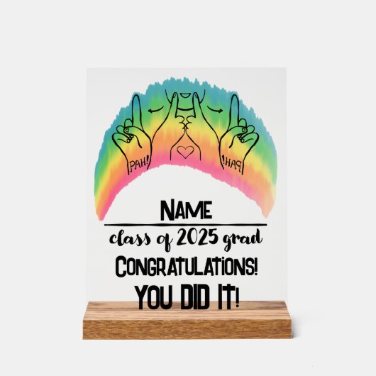 Klasse van 2025 Afstudeerder - PAH! Acryl Bord (Voorkant)