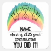 Klasse van 2025 Afstudeerder - PAH! Vierkante Sticker (Voorkant)