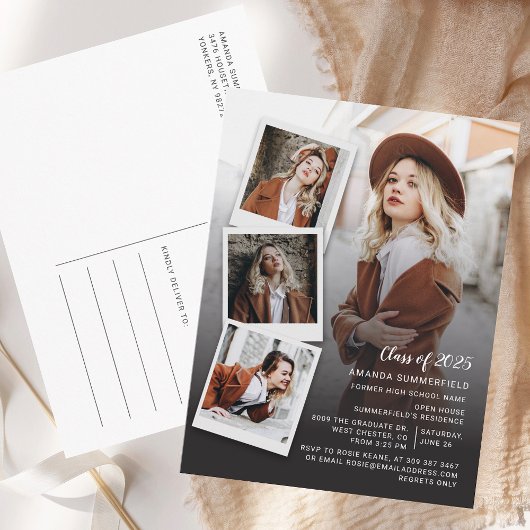 Klasse van 2025 Afstudeerder Photo Collage Script Uitnodiging Briefkaart