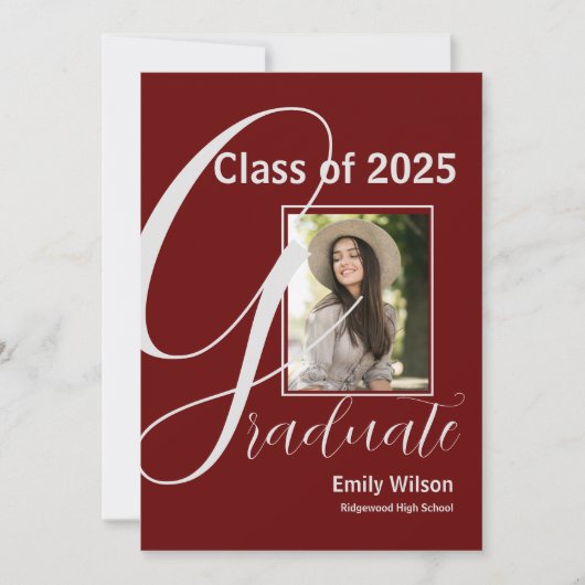 Klasse van 2025 AFSTUDEERDER Twee Foto Red Graduat (Voorkant)