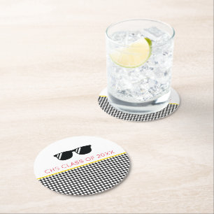 KLASSE VAN 2025 Afstudeerder Zonnebrillen Cool Sch Ronde Kartonnen Onderzetter