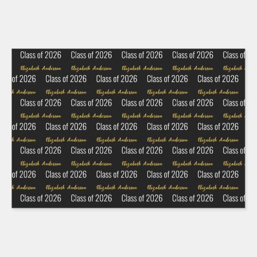 Klasse van 2025 Afstudeerder's volledige naam Blac Inpakpapier Vel (Voorkant 2)