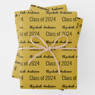Klasse van 2025 Afstudeerders Volledige naam Zwart Inpakpapier Vel