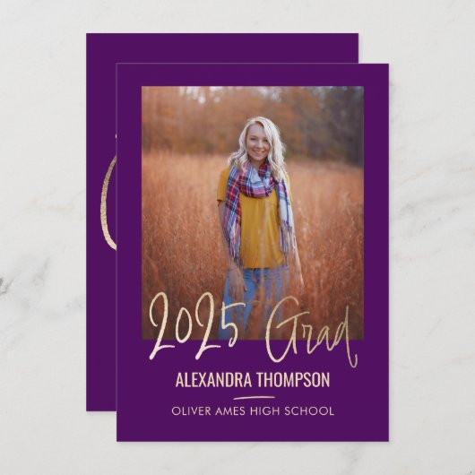 Klasse van 2025 Afstuderen Aankondiging & Uitnodig (Voorkant / Achterkant)