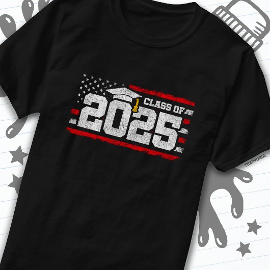 Klasse van 2025 Afstuderen American Flag Senior 20 T-shirt