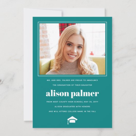 Klasse van 2025 AFSTUDEREN arch blauwgroen blauw f Aankondiging (Achterkant)