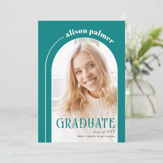 Klasse van 2025 AFSTUDEREN arch blauwgroen blauw f Kaart (Staand voorkant)