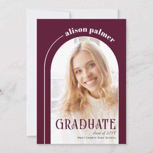 Klasse van 2025 AFSTUDEREN arch bordeaux foto Kaart (Voorkant)