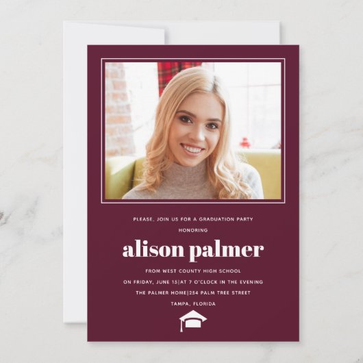 Klasse van 2025 AFSTUDEREN arch bordeaux foto Kaart (Achterkant)