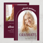 Klasse van 2025 AFSTUDEREN arch bordeaux foto Kaart (Voorkant / Achterkant)