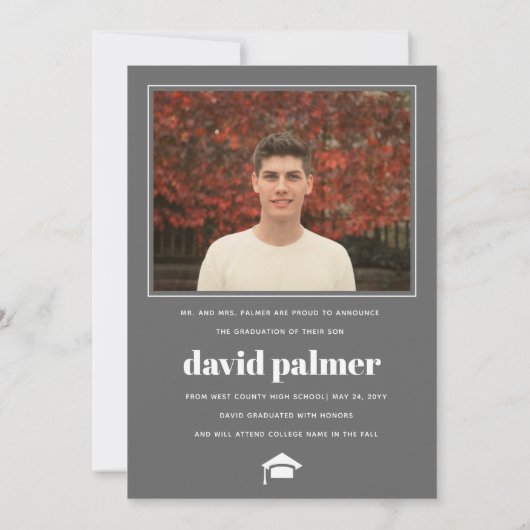 Klasse van 2025 AFSTUDEREN arch grijs foto Aankondiging (Achterkant)