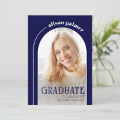 Klasse van 2025 AFSTUDEREN arch marine blauw foto Kaart (Staand voorkant)