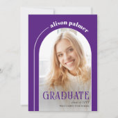 Klasse van 2025 AFSTUDEREN boog paarse foto Kaart (Voorkant)