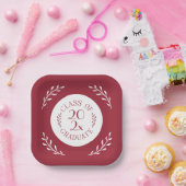 Klasse van 2025 Afstuderen Bourgogne White Botanic Papieren Bordje (Feest)