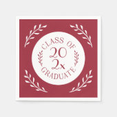 Klasse van 2025 Afstuderen Bourgogne White Botanic Servet (Voorkant)