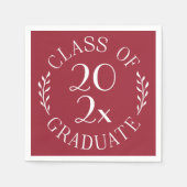 Klasse van 2025 Afstuderen Bourgondië White Afstud Servet (Voorkant)