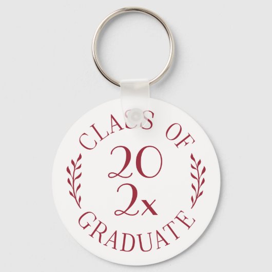 Klasse van 2025 Afstuderen Bourgondische typografi Sleutelhanger (Voorkant)