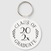Klasse van 2025 Afstuderen Chic Black Typography W Sleutelhanger (Voorkant)