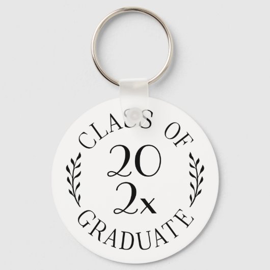 Klasse van 2025 Afstuderen Chic Black Typography W Sleutelhanger (Voorkant)