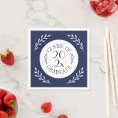 Klasse van 2025 Afstuderen Chic Navy White Botanic Servet (Insitu)