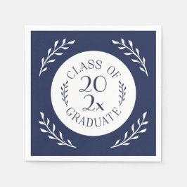 Klasse van 2025 Afstuderen Chic Navy White Botanic Servet