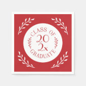 Klasse van 2025 Afstuderen Chic Red White Botanica Servet (Voorkant)