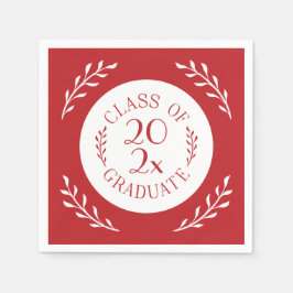 Klasse van 2025 Afstuderen Chic Red White Botanica Servet