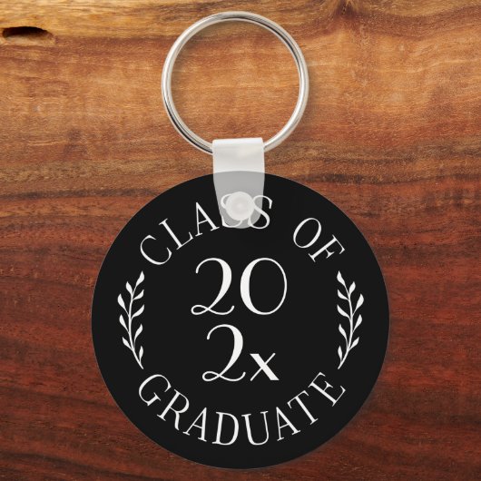 Klasse van 2025 Afstuderen Chic Typography Zwart Sleutelhanger (Voorkant)