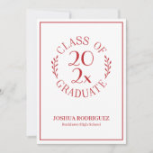 Klasse van 2025 Afstuderen Classic Rood Wit Aankondiging (Voorkant)