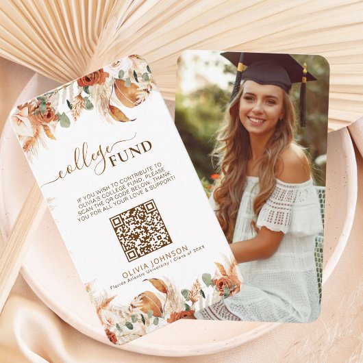 Klasse van 2025 Afstuderen College Fund QR-code Informatiekaartje
