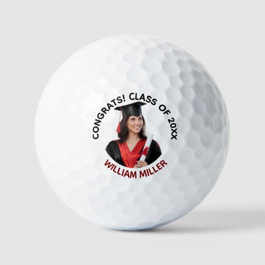 Klasse van 2025 Afstuderen Custom Foto & Naam Golfballen (Voorkant)