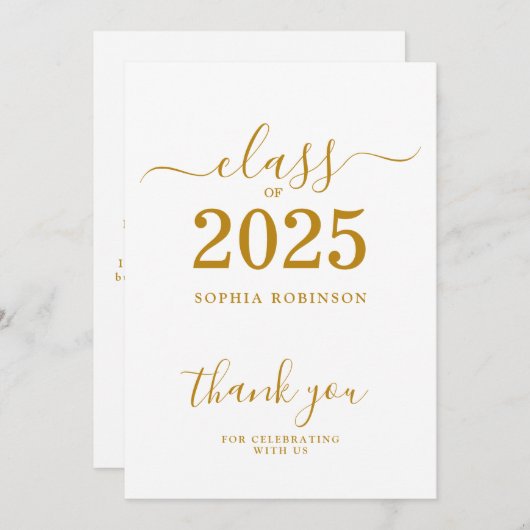 Klasse van 2025 Afstuderen Dank u kaart (Voorkant / Achterkant)