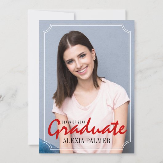 Klasse van 2025 afstuderen eenvoudig rood handgesc kaart (Voorkant)