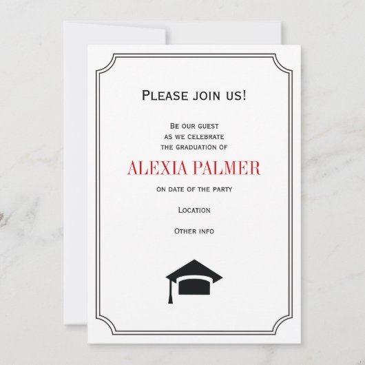 Klasse van 2025 afstuderen eenvoudig rood handgesc kaart (Achterkant)