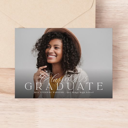 Klasse van 2025 afstuderen eenvoudige elegante fot aankondiging