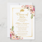 Klasse van 2025 Afstuderen Elegant Chic Floral Gol Kaart (Voorkant)