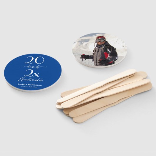 Klasse van 2025 Afstuderen Foto Blauw Aangepaste k Handwaaier (Niet-gemonteerd)