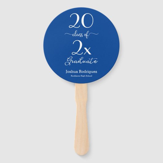 Klasse van 2025 Afstuderen Foto Blauw Aangepaste k Handwaaier (Voorkant)