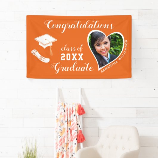 Klasse van 2025 Afstuderen Foto Oranje Afstuderen Spandoek (Insitu)