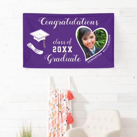 Klasse van 2025 Afstuderen Foto Paarse Afstuderen Spandoek (Insitu)