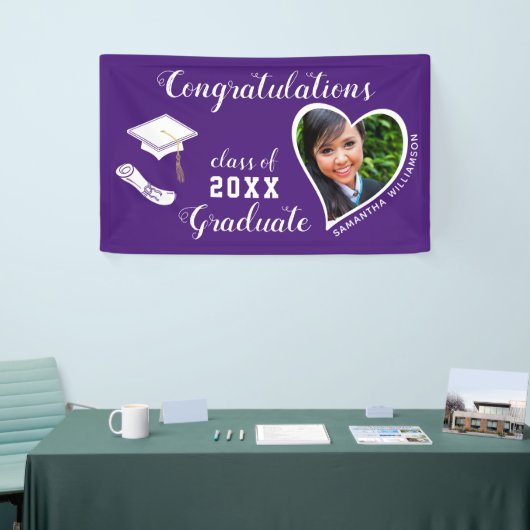 Klasse van 2025 Afstuderen Foto Paarse Afstuderen Spandoek (Beurs)