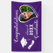 Klasse van 2025 Afstuderen Foto Paarse Afstuderen Spandoek (Verticaal)