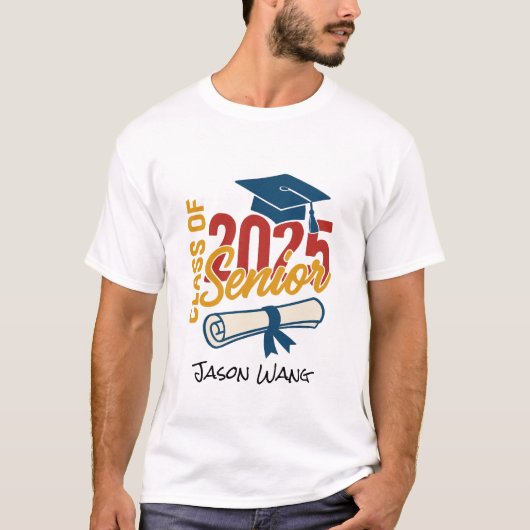 Klasse van 2025 Afstuderen gepersonaliseerd Afstud T-shirt (Voorkant)